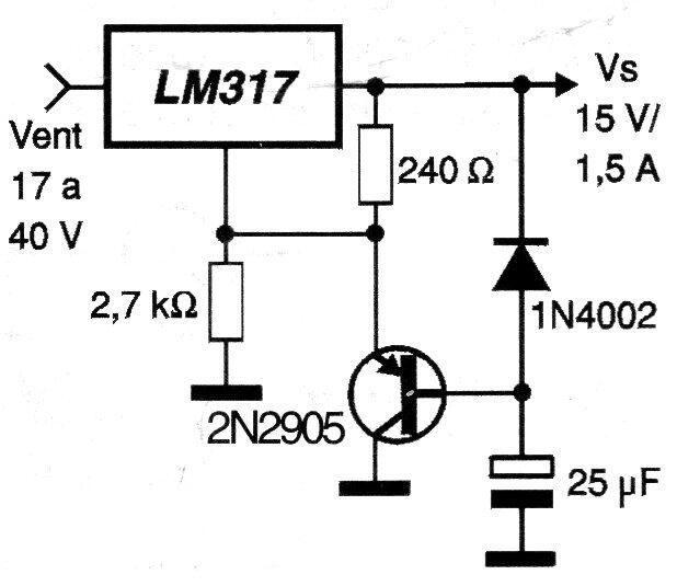 Fuente de alimentación de 15 V de partida lenta
Fuente de alimentación de 15 V de partida lenta