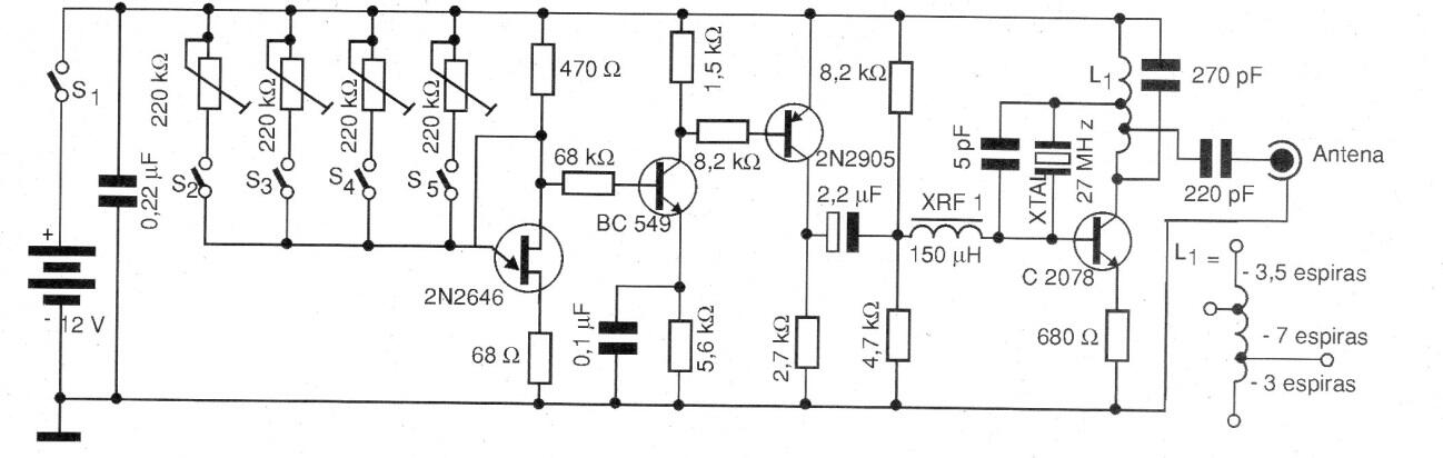 Transmisor de control remoto de 4 canales
Transmisor de control remoto de 4 canales