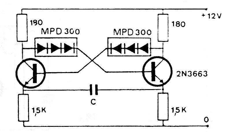 Multivibrador con acoplamiento por diodos
Multivibrador con acoplamiento por diodos