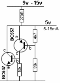 Diodo zener de 5 V con 2 transistores
Diodo zener de 5 V con 2 transistores