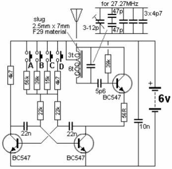 Transmisor de control remoto de 4 canales
Transmisor de control remoto de 4 canales