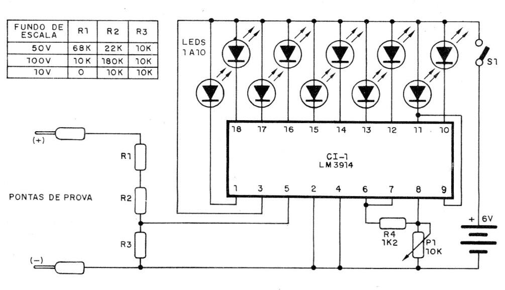 Voltímetro con LED
Voltímetro con LED