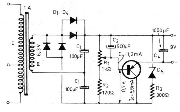 Fuente de alimentación de 0 a 9 V con 200 mA
Fuente de alimentación de 0 a 9 V con 200 mA