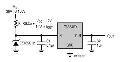 Referencia de voltaje extendida con LT6654BX
Referencia de voltaje extendida con LT6654BX