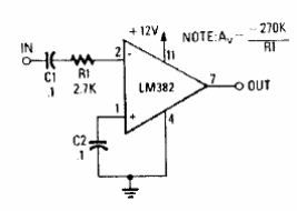 Amplificador de ganancia de 40 dB LM382
Amplificador de ganancia de 40 dB LM382