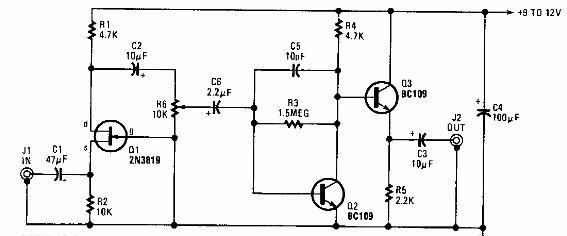 Amplificador de micrófono de baja impedancia
Amplificador de micrófono de baja impedancia