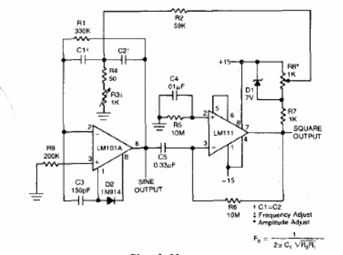 Oscilador senoidal y cuadrado de fácil ajuste
Oscilador senoidal y cuadrado de fácil ajuste