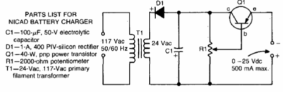 Cargador simple NiCad
Cargador simple NiCad