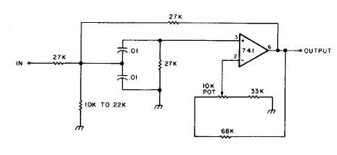 Filtro de paso de banda activo variable 741
Filtro de paso de banda activo variable 741