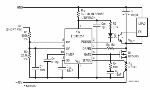 Controlador de intercambio en caliente de 48 V 
