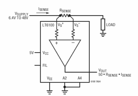 Sensor de corriente con ganancia 50 
