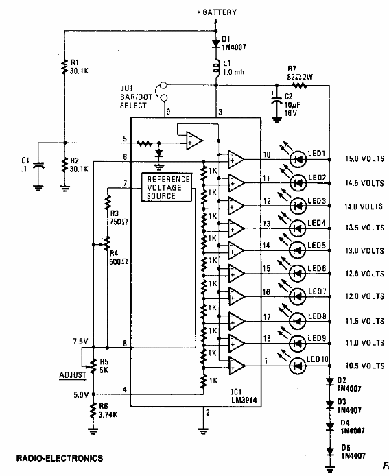 Voltímetro de gráfico de barras 

