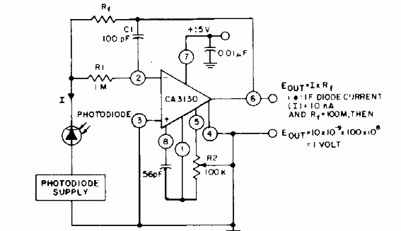 Convertidor de corriente a tensión con fotodiodo 
