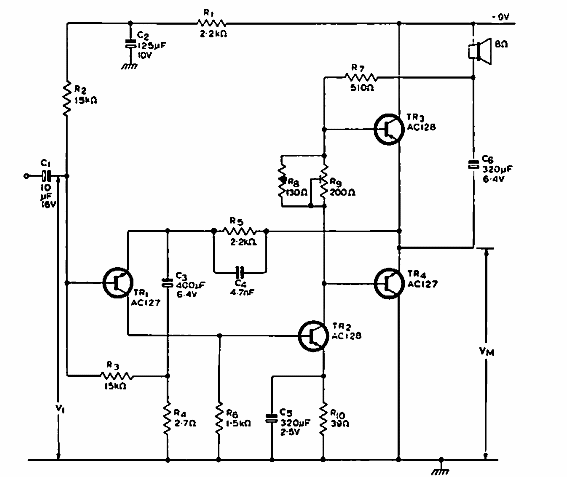 Amplificador com transistor de 1 W 
