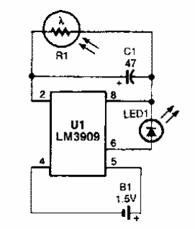 Luz intermitente acionada por luz
Luz intermitente acionada por luz