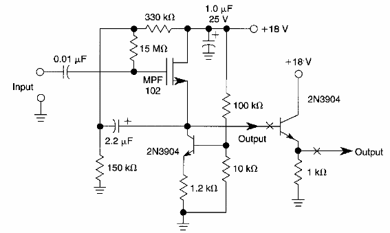 Etapa JFET con 500 M ohms
Etapa JFET con 500 M ohms