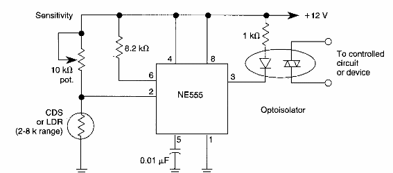 Relé activado por sombra 555
Relé activado por sombra 555