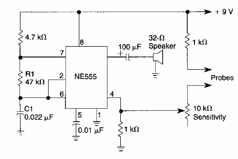 Prueba de continuidad audible 555 
