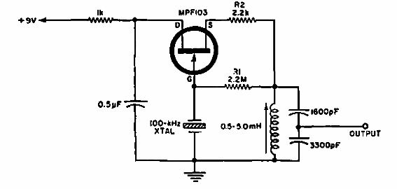 Oscilador de 100 kHz con dreno común 
