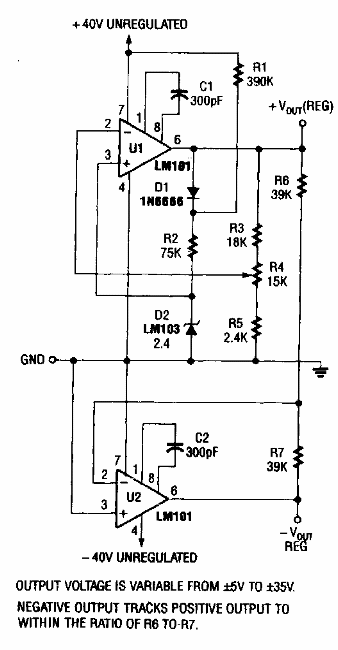 Convertidor simétrico de 5 a 35 V 
