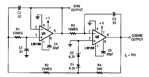 Oscilador sinusoidal de 1 Hz 
