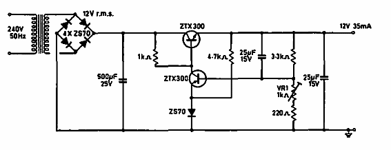 Fuente de alimentación pequeña de 12 V x 35 mA 
