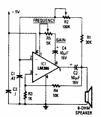 Oscilador de audio LM386
Oscilador de audio LM386