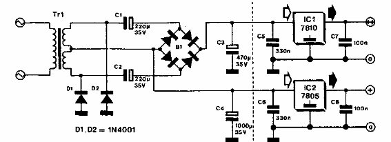 Fuente doble con puente rectificador
Fuente doble con puente rectificador