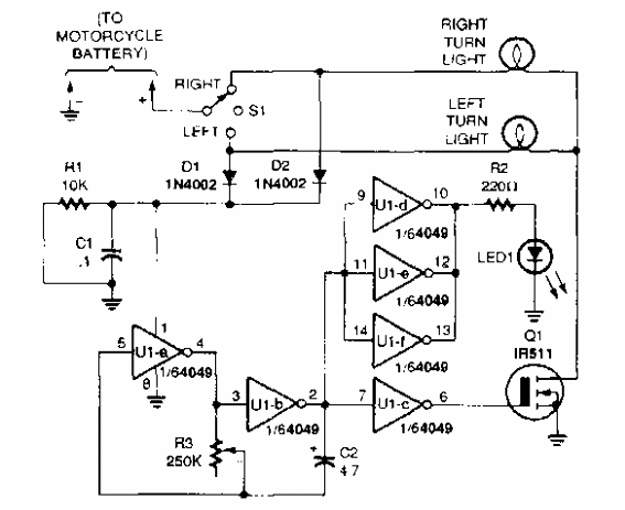 Indicador de dirección de la motocicleta 

