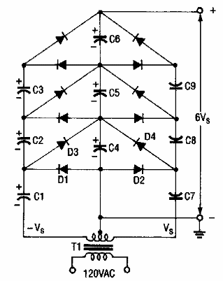 Multiplicador de tensión en cascada
Multiplicador de tensión en cascada