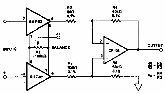 Amplificador diferencial para instrumentación 
