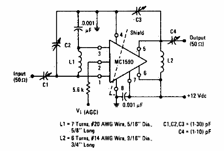 Circuito de ganancia de potencia de 60 MHz 
