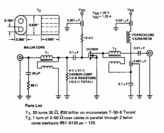 Amplificador de banda ancha para 28 V 
