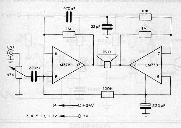 Amplificador de 6 W con el LM378 
