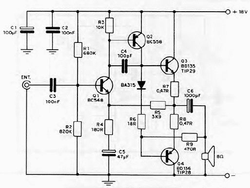 Amplificador transistorizado de 5 W
