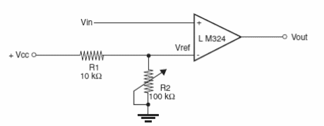 Comparador de tensión básico LM324
