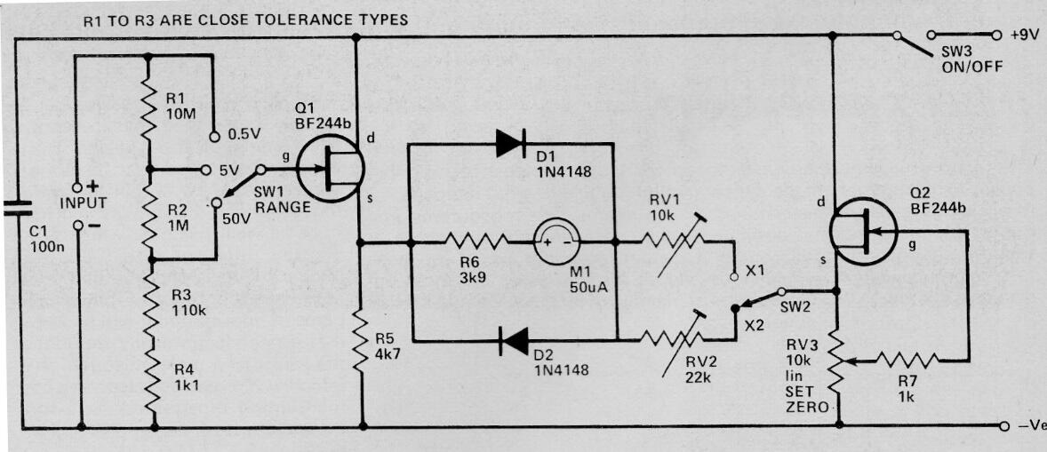 Voltímetro con FET
Voltímetro con FET