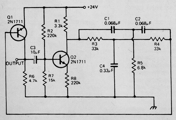 Oscilador doble T con dos transistores
Oscilador doble T con dos transistores