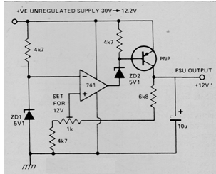 Regulador 12 V con 741
Regulador 12 V con 741