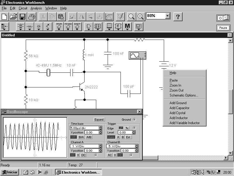 Oscilador Crystal Pierce con transistor bipolar
Oscilador Crystal Pierce con transistor bipolar