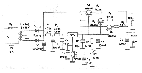 Fuente de alta corriente 12 V x 7 A
Fuente de alta corriente 12 V x 7 A