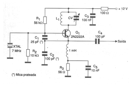 Oscilador Colpitts con transistor bipolar
Oscilador Colpitts con transistor bipolar