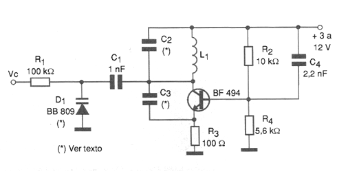 VCO de alta frecuencia con transistor
VCO de alta frecuencia con transistor