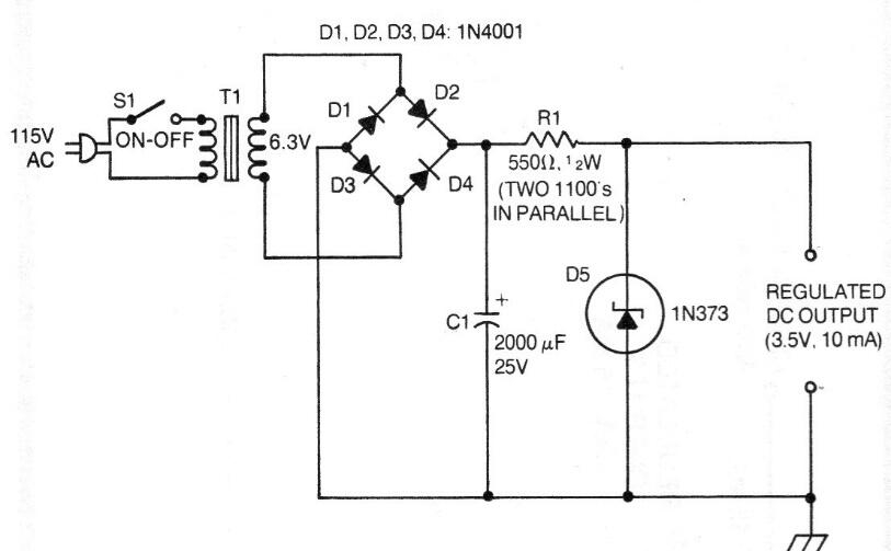 Fuente de alimentación de 3,5 V x 10 mA con Zener
Fuente de alimentación de 3,5 V x 10 mA con Zener