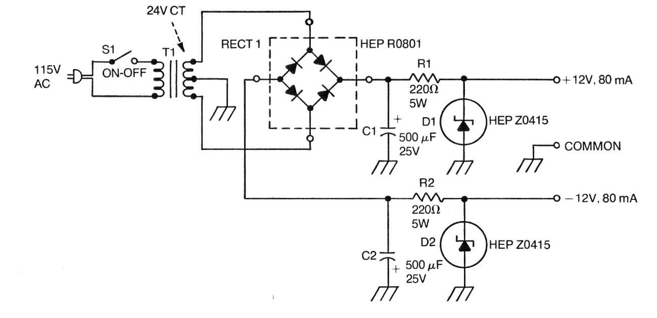 Fuente de alimentación simétrica de 12 V x 80 mA
Fuente de alimentación simétrica de 12 V x 80 mA