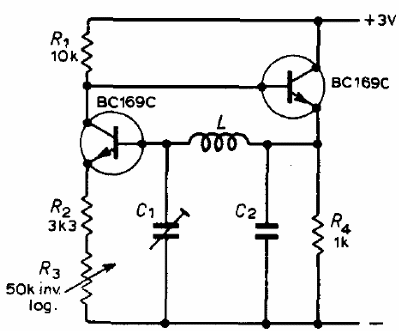 Oscilador de hasta 10 MHz con transistores
