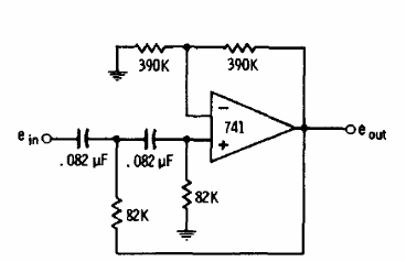 Filtro de paso alto de 20 Hz con el 741 
