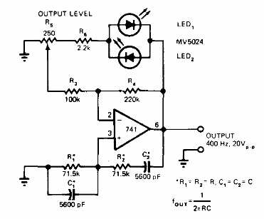 Oscilador sinusoidal con 741 Controlado por LED
Oscilador sinusoidal con 741 Controlado por LED