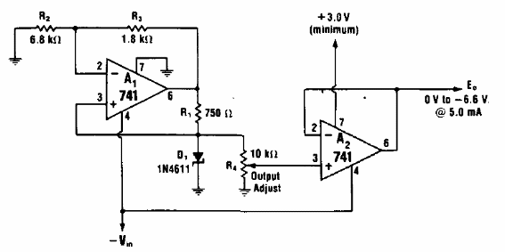 Fuente de 0 a 6,8 V con 5 mA
Fuente de 0 a 6,8 V con 5 mA