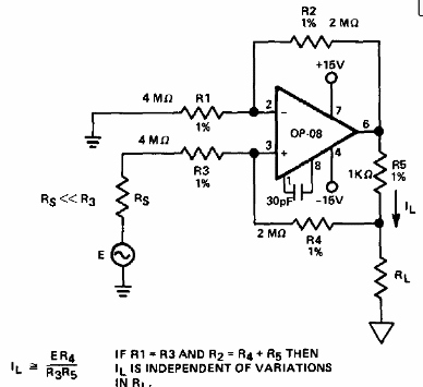 Fuente de corriente bidireccional con operacional
Fuente de corriente bidireccional con operacional